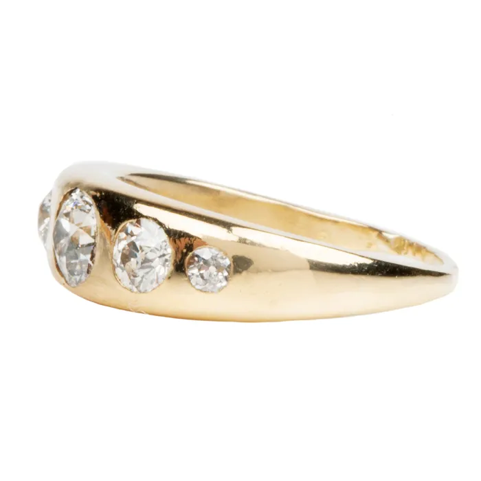 Bell Bird Antiques Rings Turn of the Century Five Stone Gypsy Set Diamond Ring