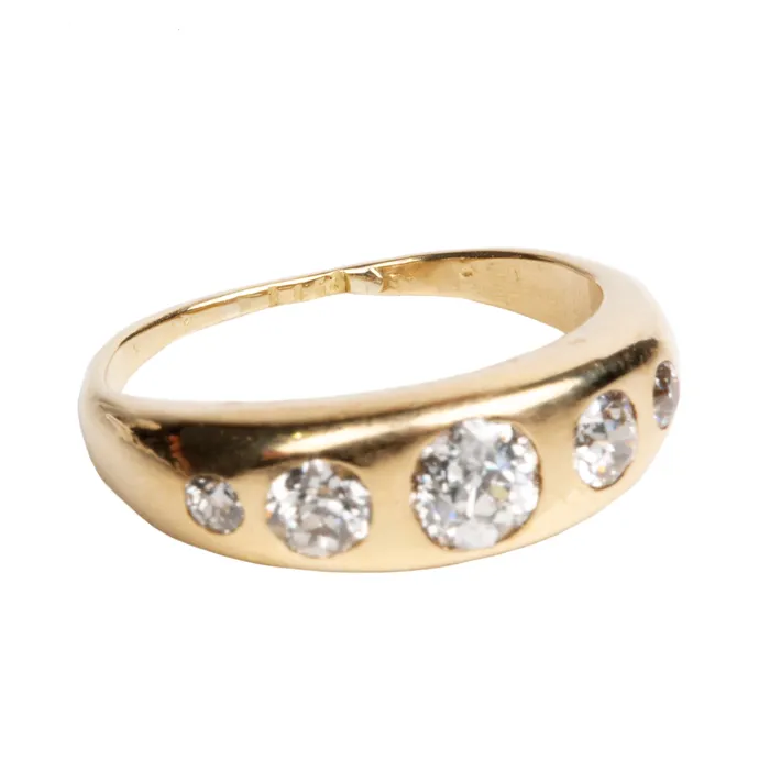 Bell Bird Antiques Rings Turn of the Century Five Stone Gypsy Set Diamond Ring