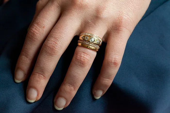 Bell Bird Antiques Rings Turn of the Century Five Stone Gypsy Set Diamond Ring