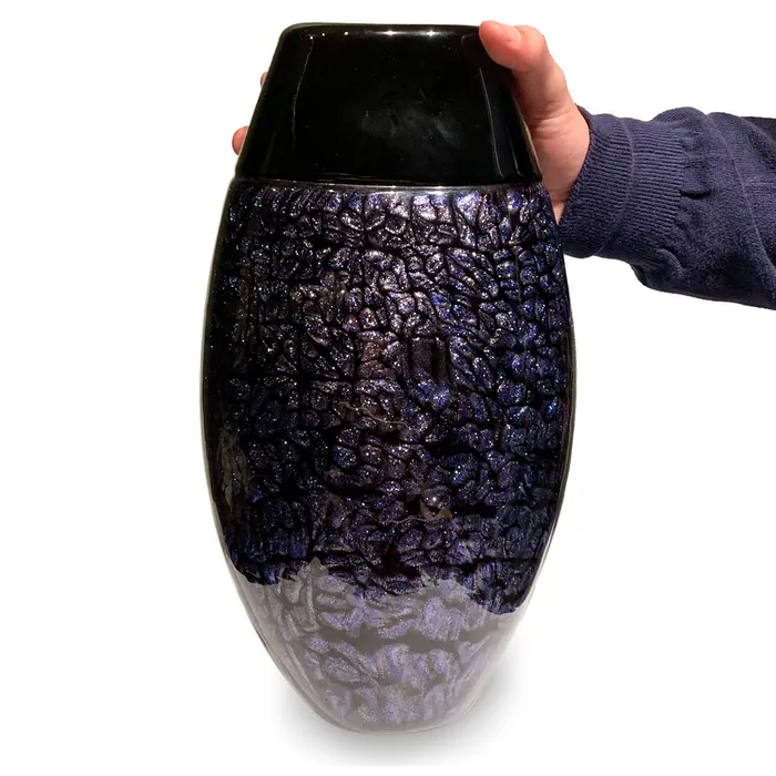 Blue Avventurina Vase Murano blown glass Vittorio Ferro Rings