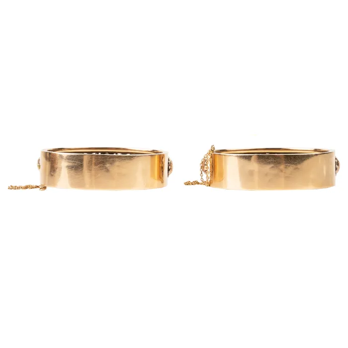 Bracelets Bell Bird Antiques Set of Victorian Era Pierced Work Gold Bangle Bracelets