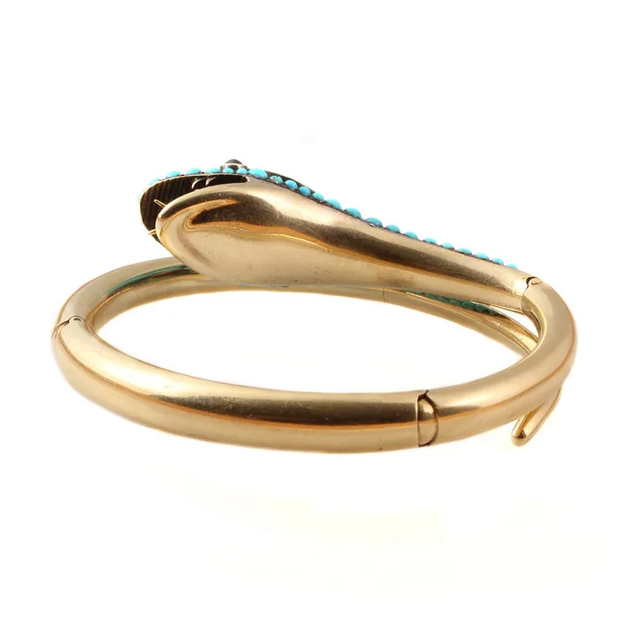 Bracelets Bell Bird Antiques Victorian Gold Turquoise Snake Bangle