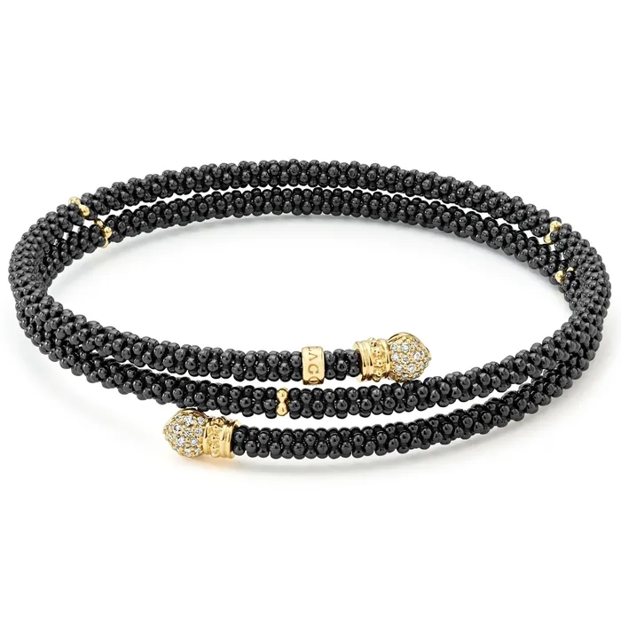 Bracelets LAGOS Black Caviar Ceramic Wrap Diamond Bracelet 3mm