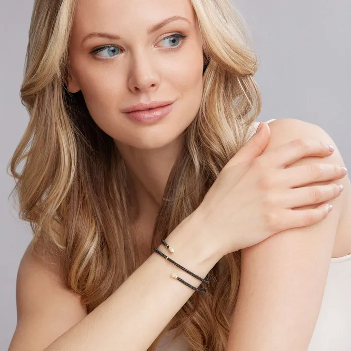 Bracelets LAGOS Black Caviar Ceramic Wrap Diamond Bracelet 3mm
