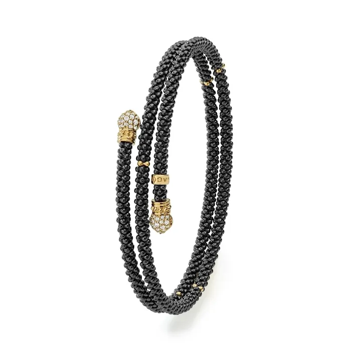 Bracelets LAGOS Black Caviar Ceramic Wrap Diamond Bracelet 3mm