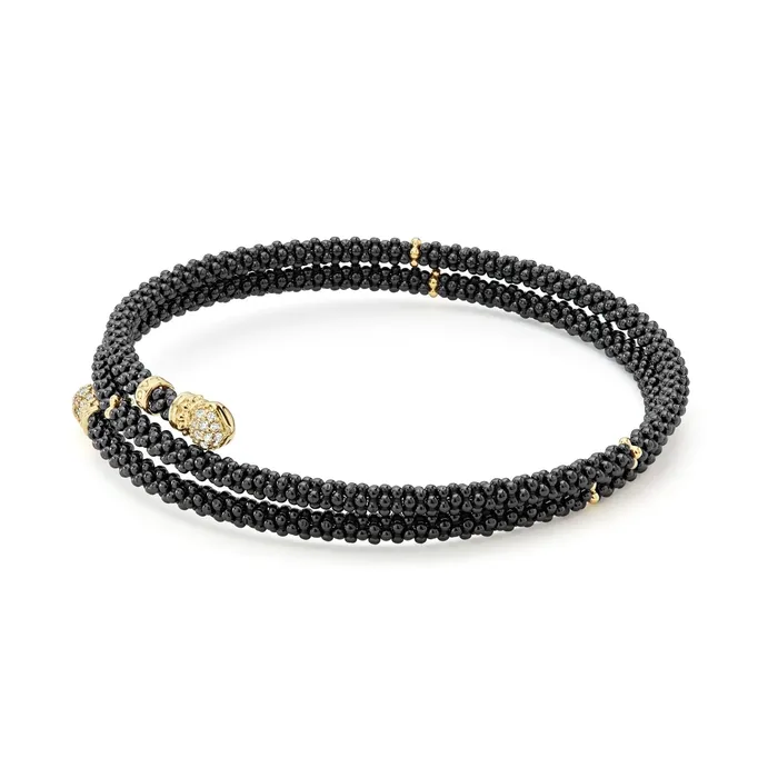 Bracelets LAGOS Black Caviar Ceramic Wrap Diamond Bracelet 3mm