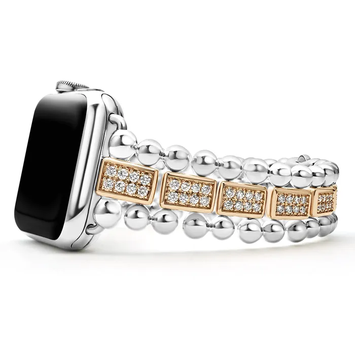 Bracelets LAGOS Smart Caviar 18K Rose Gold and Sterling Silver Full Diamond Watch Bracelet3845mm Bracelets LAGOS Smart Caviar 18K Rose Gold and Sterling Silver Full Diamond Watch Bracelet3845mm
