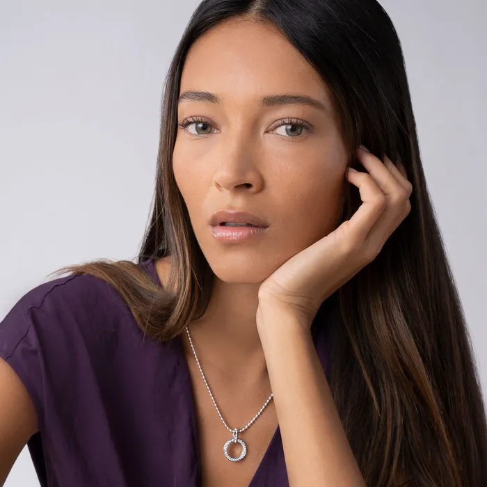 Caviar Spark Circle Diamond Pendant Necklace LAGOS Necklaces