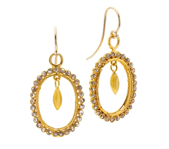 Earrings Nava Zahavi Nava Zahavi 18K Yellow Gold Frame Earrings set with Diamonds