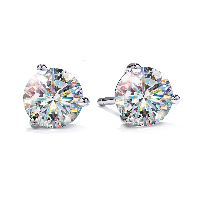FACETS OF FIRE Earrings 14KWG 075CTW RD DIA FOF 3 PRONG STUD EARRINGS H I1I2 FACETS OF FIRE Earrings 14KWG 075CTW RD DIA FOF 3 PRONG STUD EARRINGS H I1I2