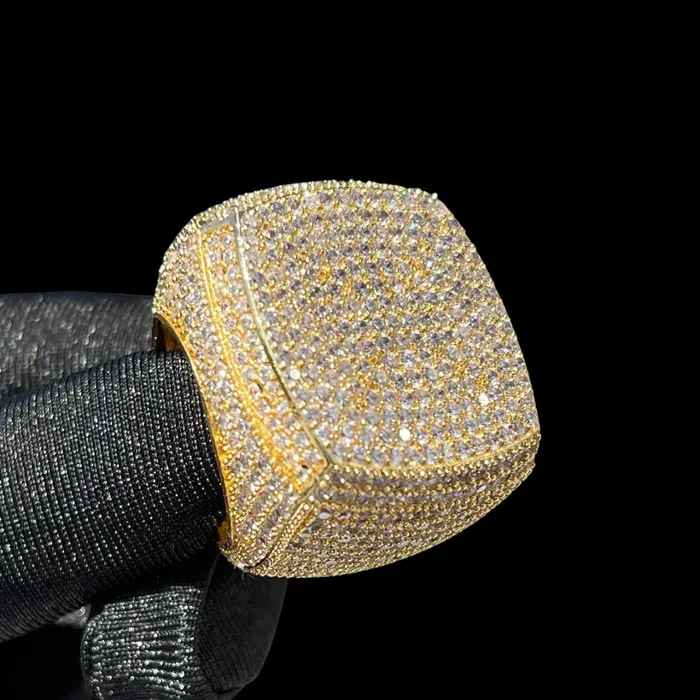 Fully Iced Out Prong Setting Cushion Iced Out Diamond Ring BEST SELLER Rings
