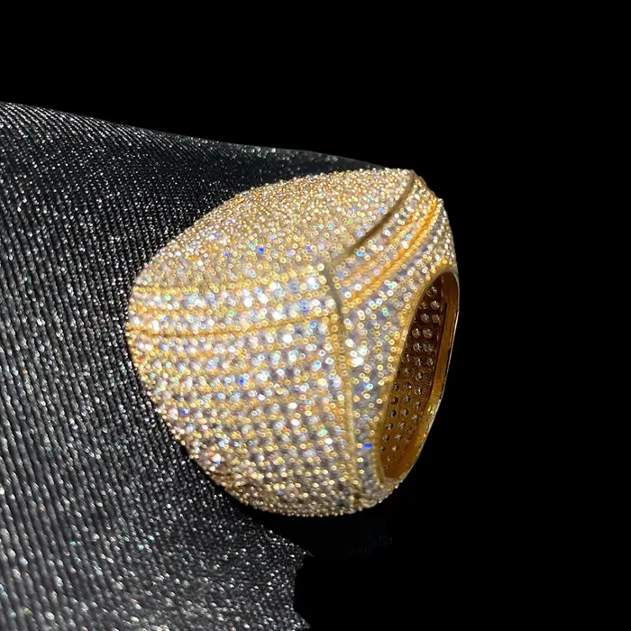 Fully Iced Out Prong Setting Cushion Iced Out Diamond Ring BEST SELLER Rings