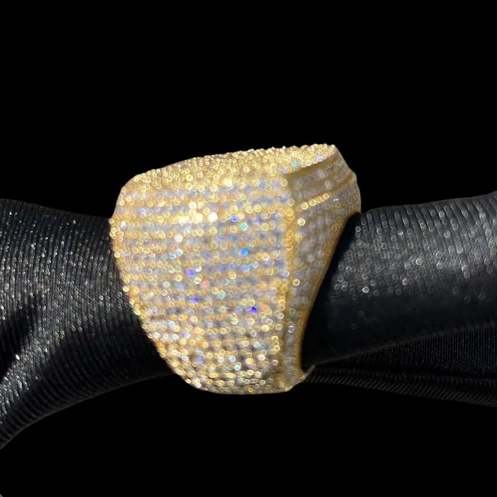 Fully Iced Out Prong Setting Cushion Iced Out Diamond Ring BEST SELLER Rings