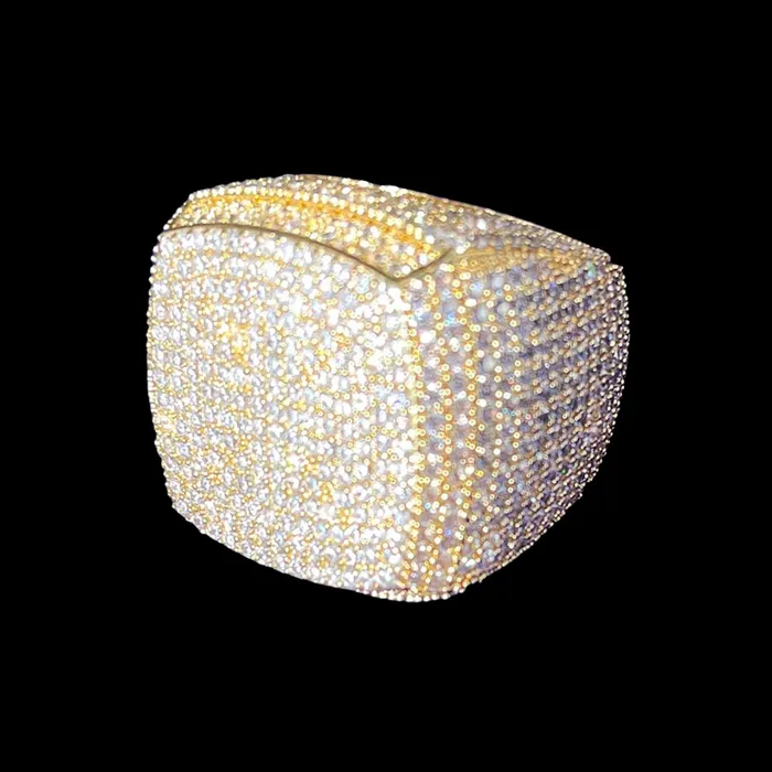 Fully Iced Out Prong Setting Cushion Iced Out Diamond Ring BEST SELLER Rings