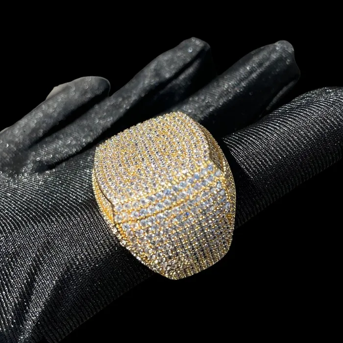 Fully Iced Out Prong Setting Cushion Iced Out Diamond Ring BEST SELLER Rings
