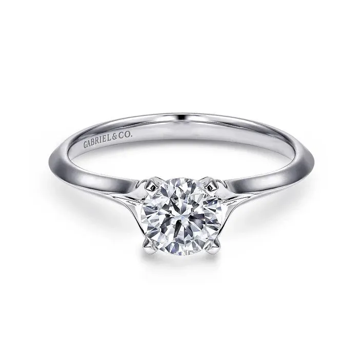 GABRIEL CO Ellis 14K White Gold Round Diamond Engagement Ring Setting Only Rings