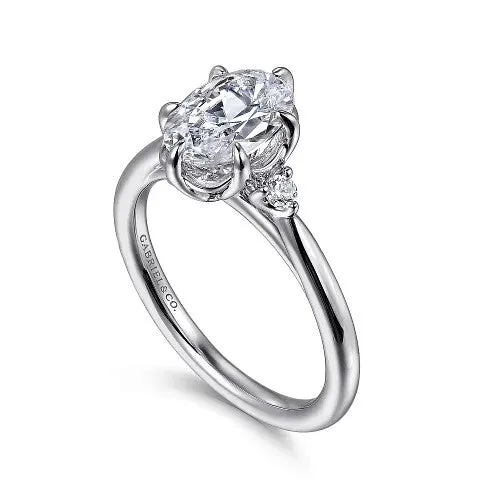 GABRIEL CO Rings Blaise 14K White Gold Oval Three Stone Diamond Engagement Ring Setting Only