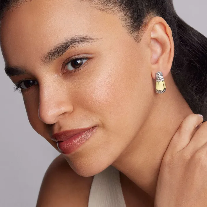 High Bar TwoTone Caviar Omega Clip Earrings LAGOS Earrings