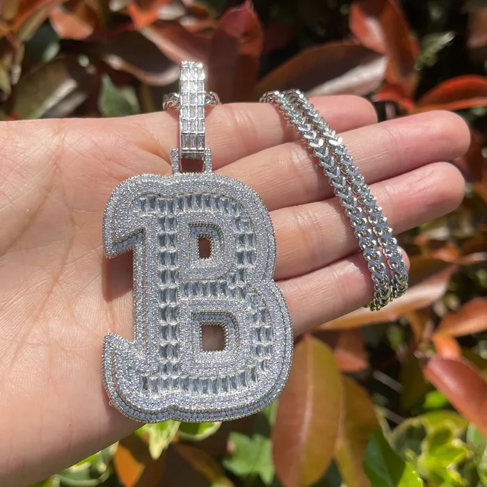 KING Necklaces King Style Baguette Bail Iced Out Initial Custom Name Necklace Pendant