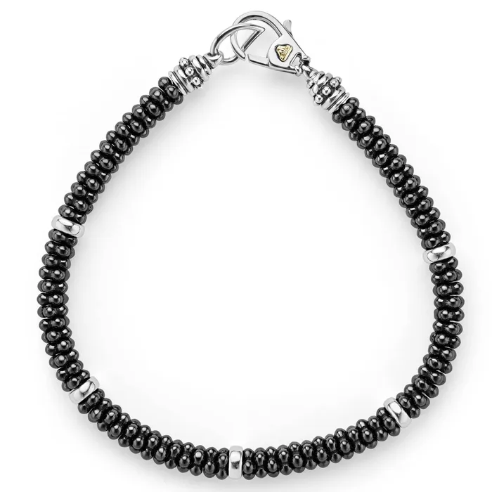 LAGOS Bracelets Black Caviar Five Silver Station Ceramic Bracelet 5mm