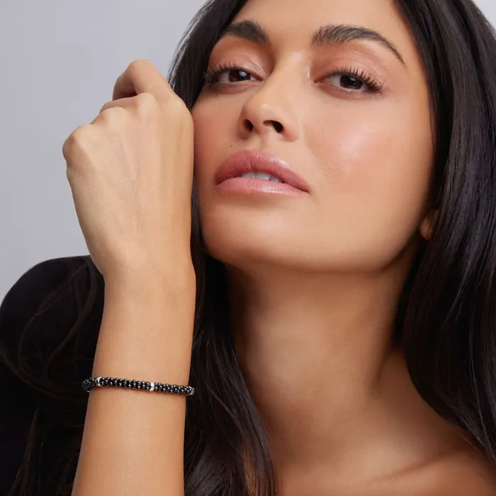 LAGOS Bracelets Black Caviar Five Silver Station Ceramic Bracelet 5mm
