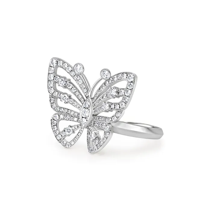 Large Diamond Butterfly Ring Polachecks Collection Rings