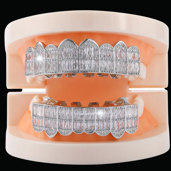 LUXURY BAGUETTE Earrings Punk Teeth Iced Out Diamond Grillz