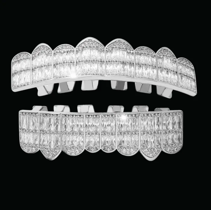 LUXURY BAGUETTE Earrings Punk Teeth Iced Out Diamond Grillz