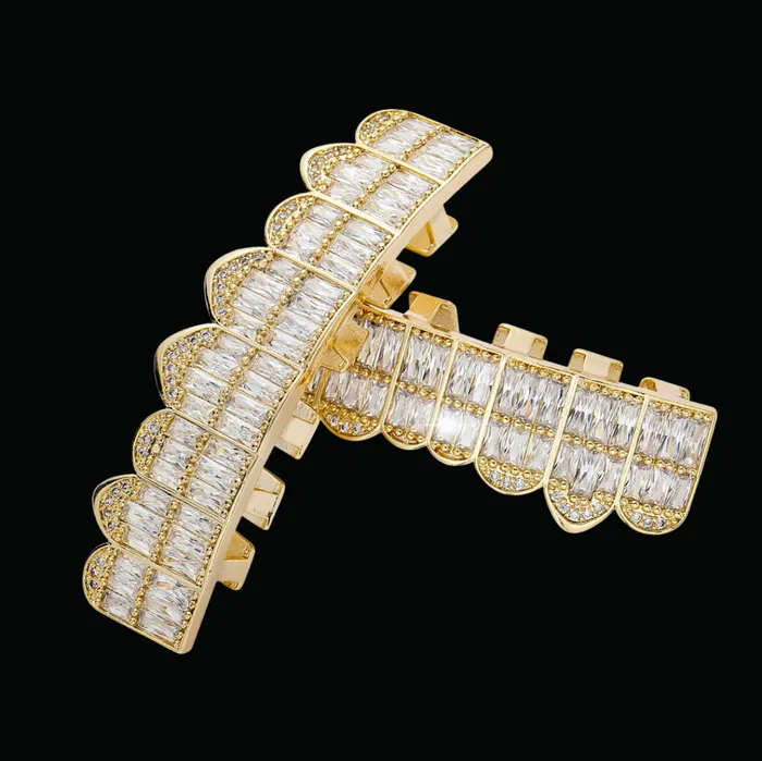 LUXURY BAGUETTE Earrings Punk Teeth Iced Out Diamond Grillz