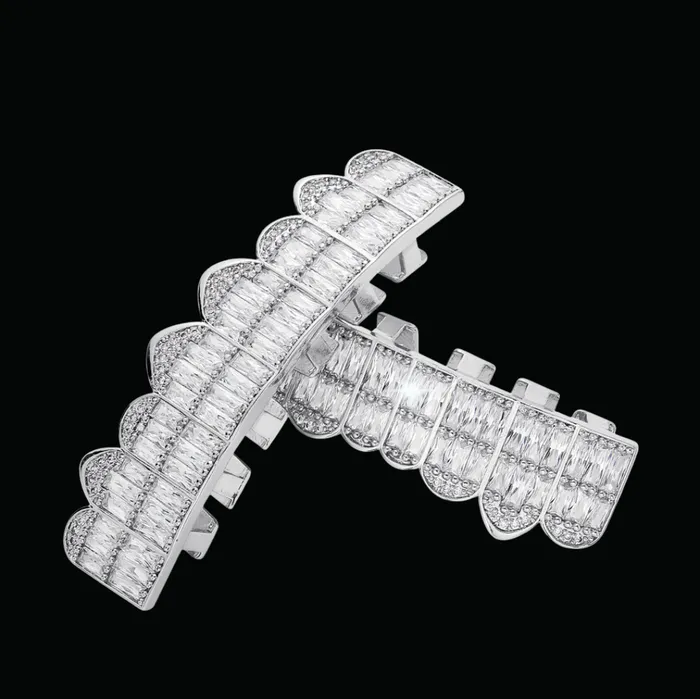 LUXURY BAGUETTE Earrings Punk Teeth Iced Out Diamond Grillz