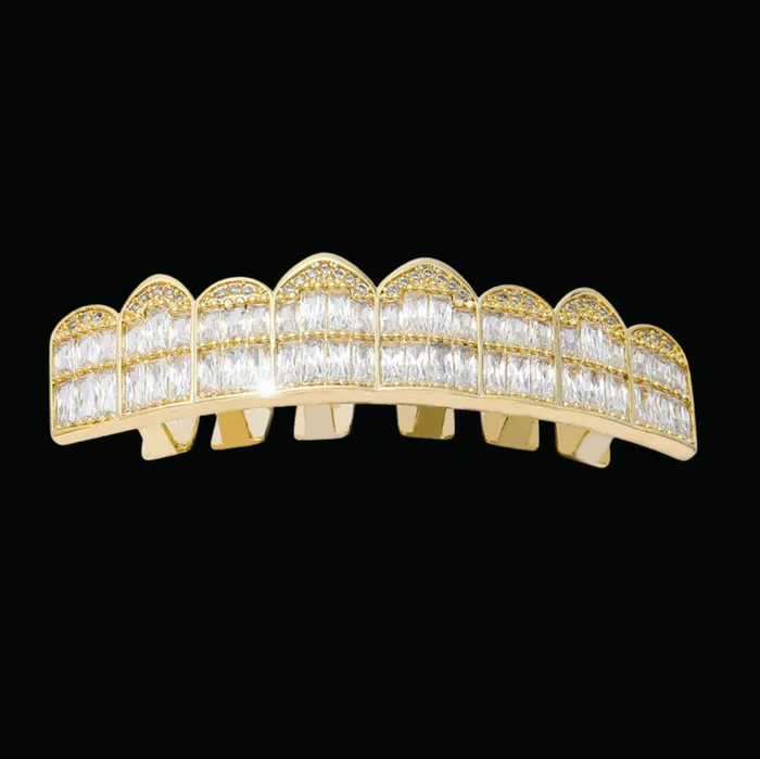 LUXURY BAGUETTE Earrings Punk Teeth Iced Out Diamond Grillz