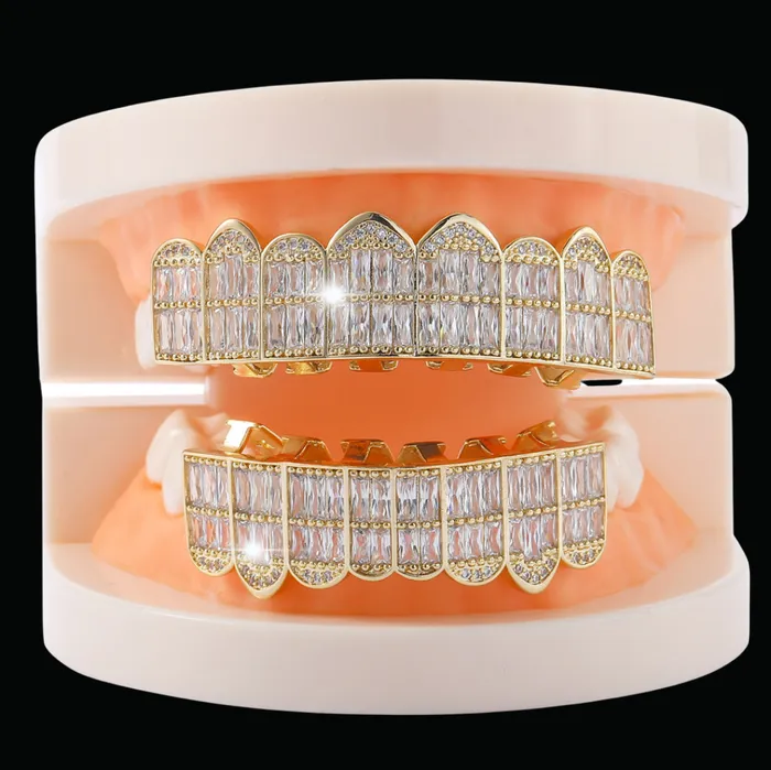 LUXURY BAGUETTE Earrings Punk Teeth Iced Out Diamond Grillz