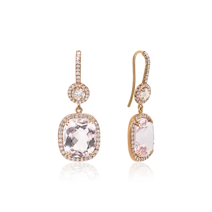 Morganite Diamond Drop Earrings Polachecks Collection Earrings