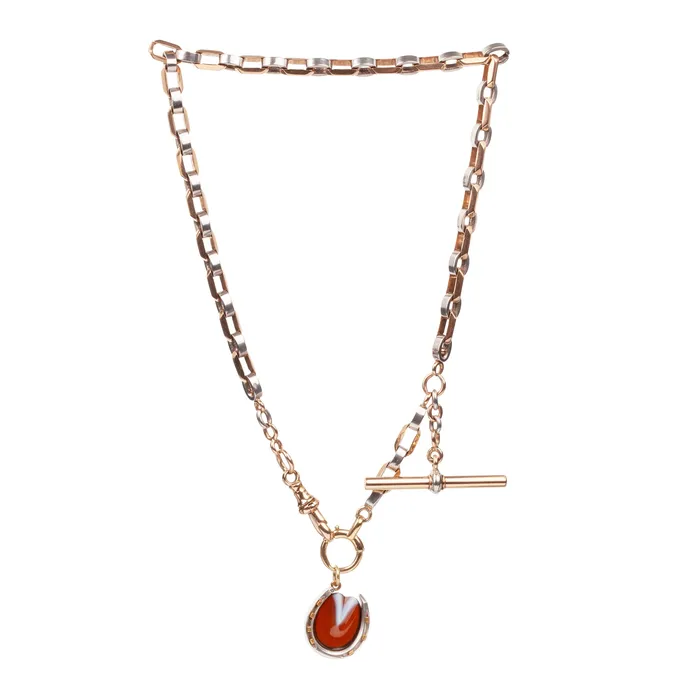 Necklaces Bell Bird Antiques Early 20th Century Platinum and Gold Horseshoe Charm Necklace