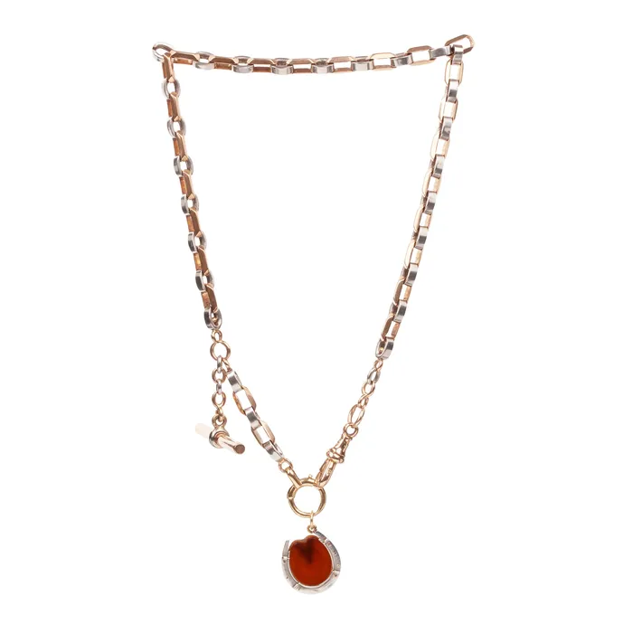 Necklaces Bell Bird Antiques Early 20th Century Platinum and Gold Horseshoe Charm Necklace