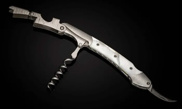 Necklaces WILLIAM HENRY LLC Gris Handforged wine opener corkscrew featuring mother of pearl Necklaces WILLIAM HENRY LLC Gris Handforged wine opener corkscrew featuring mother of pearl