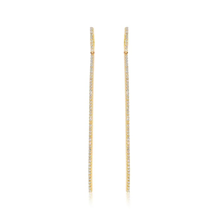 NicoleHD Jewelry Earrings 18K Gold Diamond Long Stick Earrings