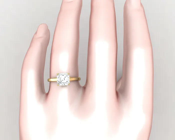 Nora 15 Ct Solitaire Asscher Cut Engagement Ring Sapheena Jewelry Rings