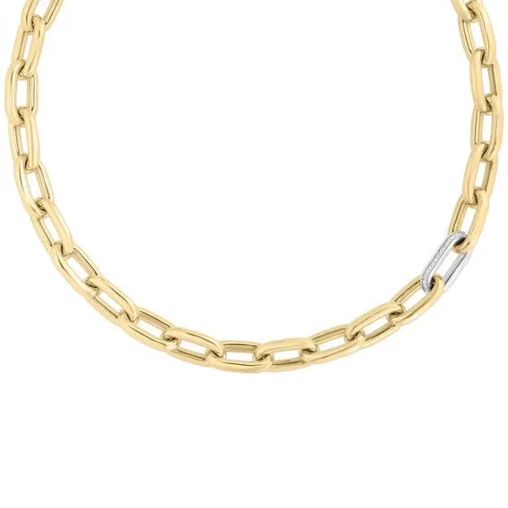 Oval Link Necklace with Diamond Link Roberto Coin Necklaces