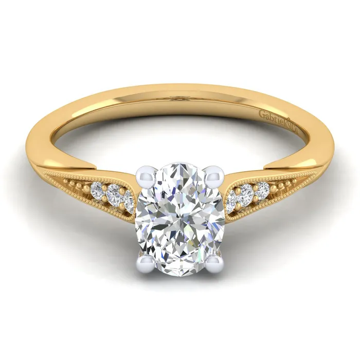 Rings 14K WhiteYellow Gold Oval Diamond Engagement Ring Setting Only GABRIEL CO