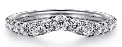 Rings Chambery Curved 14K White Gold French Pave Diamond Wedding Band 05 ct GABRIEL CO