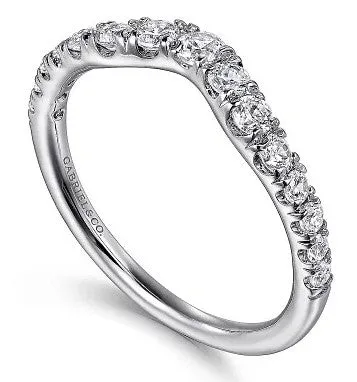 Rings Chambery Curved 14K White Gold French Pave Diamond Wedding Band 05 ct GABRIEL CO