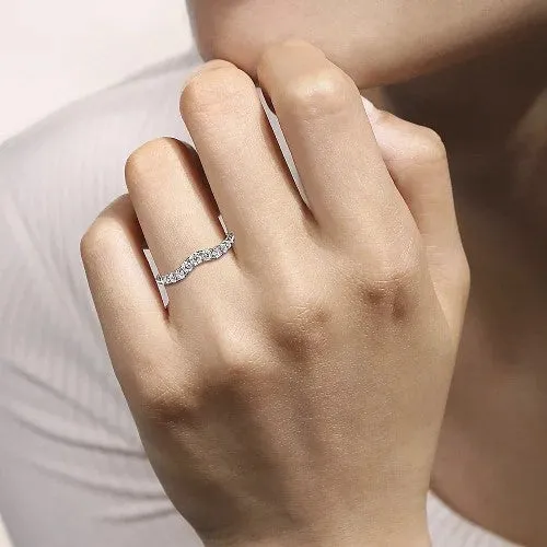 Rings Chambery Curved 14K White Gold French Pave Diamond Wedding Band 05 ct GABRIEL CO
