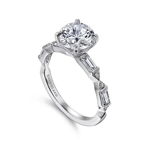 Rings Dariella 14K White Gold Round Diamond Engagement Ring Setting Only GABRIEL CO Rings Dariella 14K White Gold Round Diamond Engagement Ring Setting Only GABRIEL CO