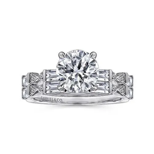 Rings Dariella 14K White Gold Round Diamond Engagement Ring Setting Only GABRIEL CO Rings Dariella 14K White Gold Round Diamond Engagement Ring Setting Only GABRIEL CO