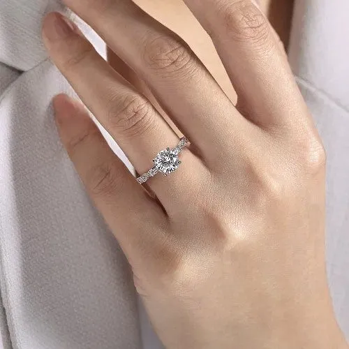 Rings Dariella 14K White Gold Round Diamond Engagement Ring Setting Only GABRIEL CO Rings Dariella 14K White Gold Round Diamond Engagement Ring Setting Only GABRIEL CO