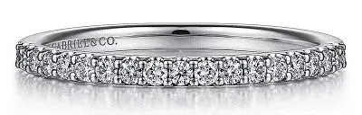 Rings GABRIEL CO Montreal 14K White Gold Shared Prong Diamond Wedding Band 023 ct