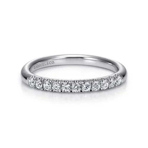 Rings GABRIEL CO Portofino 14K White Gold 11 Stone French Pave Diamond Wedding Band 024 ct