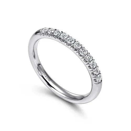 Rings GABRIEL CO Portofino 14K White Gold 11 Stone French Pave Diamond Wedding Band 024 ct