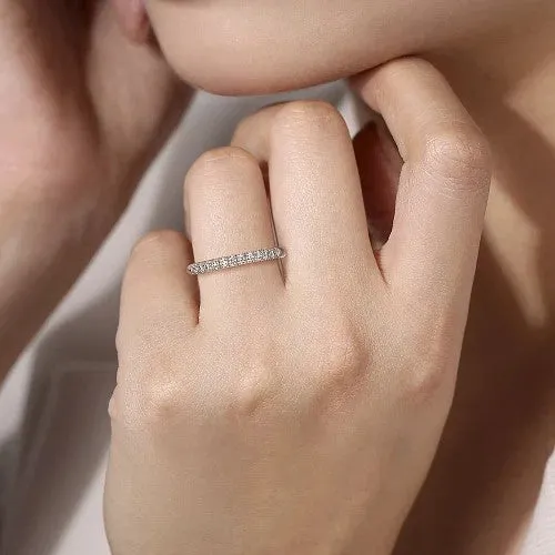 Rings GABRIEL CO Portofino 14K White Gold 11 Stone French Pave Diamond Wedding Band 024 ct